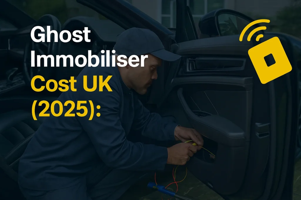 Ghost Immobiliser installation in electric vehicle showing CAN bus wiring and digital dashboard
